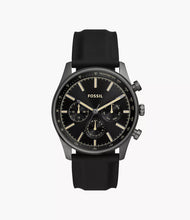 Cargar imagen en el visor de la galería, Reloj para hombre, color grafito, acero inoxidable, con manilla de silicona color negro. Case grande 44mm.