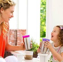 Cargar imagen en el visor de la galería, Vaso mágico de acero inoxidable color fucsia 296 ml. para 12 meses en adelante