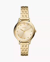 Cargar imagen en el visor de la galería, Reloj para mujer color gold, acero inoxidable. De lujo, con cristal facetado. Case mediano 34mm.