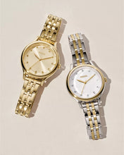 Cargar imagen en el visor de la galería, Reloj para mujer color gold, acero inoxidable. De lujo, con cristal facetado. Case mediano 34mm.