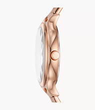 Cargar imagen en el visor de la galería, Reloj para mujer color rose gold, acero inoxidable, de lujo, con cristal facetado. Case mediano 34mm.