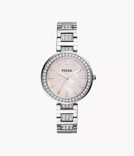 Cargar imagen en el visor de la galería, Reloj para mujer color silver, acero inoxidable, con dial color rosa madre perla. Case mediano 34mm.