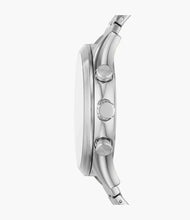Cargar imagen en el visor de la galería, Reloj para hombre multifunción, esfera azul y pulsera de acero inoxidable plateado. Caja de 44 mm.
