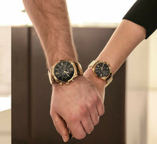 Cargar imagen en el visor de la galería, Reloj para hombre, acero inoxidable, color gold, case grande 48mm.