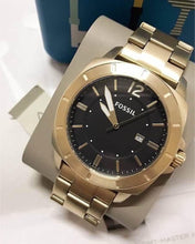 Cargar imagen en el visor de la galería, Reloj para hombre, color gold, acero inoxidable cepillado. Case grande 45mm.