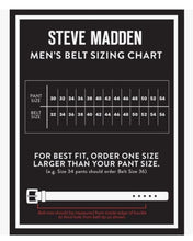Cargar imagen en el visor de la galería, Cinturón de cuero para hombre, reversible negro/marrón, marca Steve Madden, estilo casual y de vestir para uso diario. Modelo A