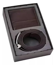Cargar imagen en el visor de la galería, Set para regalo para hombre, billetera y cinturón de cuero, marca Fossil