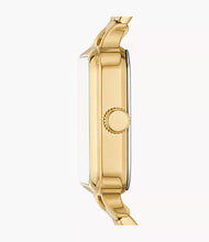Cargar imagen en el visor de la galería, Reloj para mujer color gold, acero inoxidable. Case cuadrado de 28mm. Dial color blanco satin.