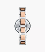 Cargar imagen en el visor de la galería, Reloj para mujer en dos tonos: silver y rose gold, acero inoxidable, con dial color blanco madre perla. Case mediano 34mm.