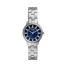 Cargar imagen en el visor de la galería, Reloj para mujer, color silver, acero inoxidable, esfera azul texturizada, case mediano 30 mm.