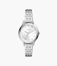Cargar imagen en el visor de la galería, Reloj para mujer color silver, acero inoxidable. De lujo, con cristal facetado. Case mediano 34mm.