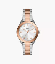 Cargar imagen en el visor de la galería, Reloj para mujer en dos tonos: silver y rose gold, acero inoxidable, con esfera color silver. Case mediano 38mm.