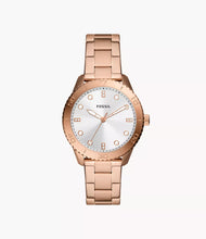 Cargar imagen en el visor de la galería, Reloj para mujer color rose gold, acero inoxidable, con esfera color silver. Case mediano 38mm.