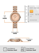 Cargar imagen en el visor de la galería, Reloj para mujer color rose gold, acero inoxidable, con dial color rose gold. Case mediano 34mm.