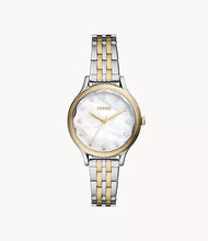 Cargar imagen en el visor de la galería, Reloj para mujer bicolor silver y gold, acero inoxidable. De lujo, con cristal facetado. Case mediano 34mm.