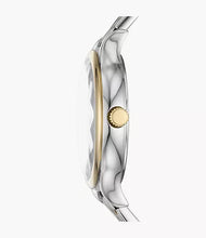 Cargar imagen en el visor de la galería, Reloj para mujer bicolor silver y gold, acero inoxidable. De lujo, con cristal facetado. Case mediano 34mm.