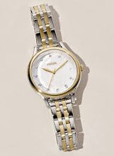 Cargar imagen en el visor de la galería, Reloj para mujer bicolor silver y gold, acero inoxidable. De lujo, con cristal facetado. Case mediano 34mm.