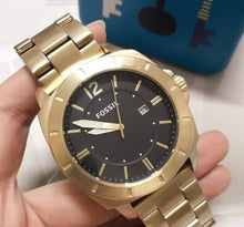 Cargar imagen en el visor de la galería, Reloj para hombre, color gold, acero inoxidable cepillado. Case grande 45mm.