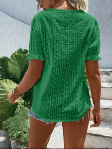 Blusa cuello en V, color verde talla XL