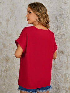 Blusa oversize cuello en V color rojo talla XL