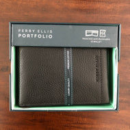 Billetera de cuero para hombre Perry Ellis color negro