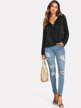 Cargar imagen en el visor de la galería, Blusa negra talla S