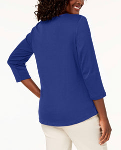 Blusa de algodón color azul talla L