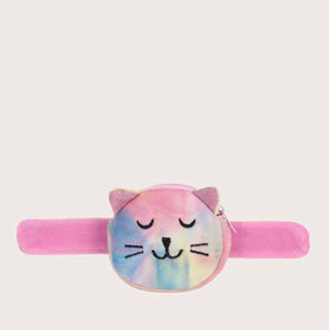 Monedero pulsera con diseño de gato, con banda slap