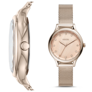 Reloj para mujer marca Fossil, acero inoxidable, de lujo, con cristal facetado, color pastel pink case mediano 34mm