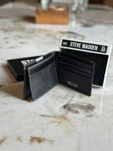 Cargar imagen en el visor de la galería, Billetera de cuero para hombre, color negro, marca Steve Maden
