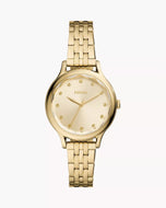 Reloj para mujer color gold, acero inoxidable. Case mediano 34mm. con cristal facetado.