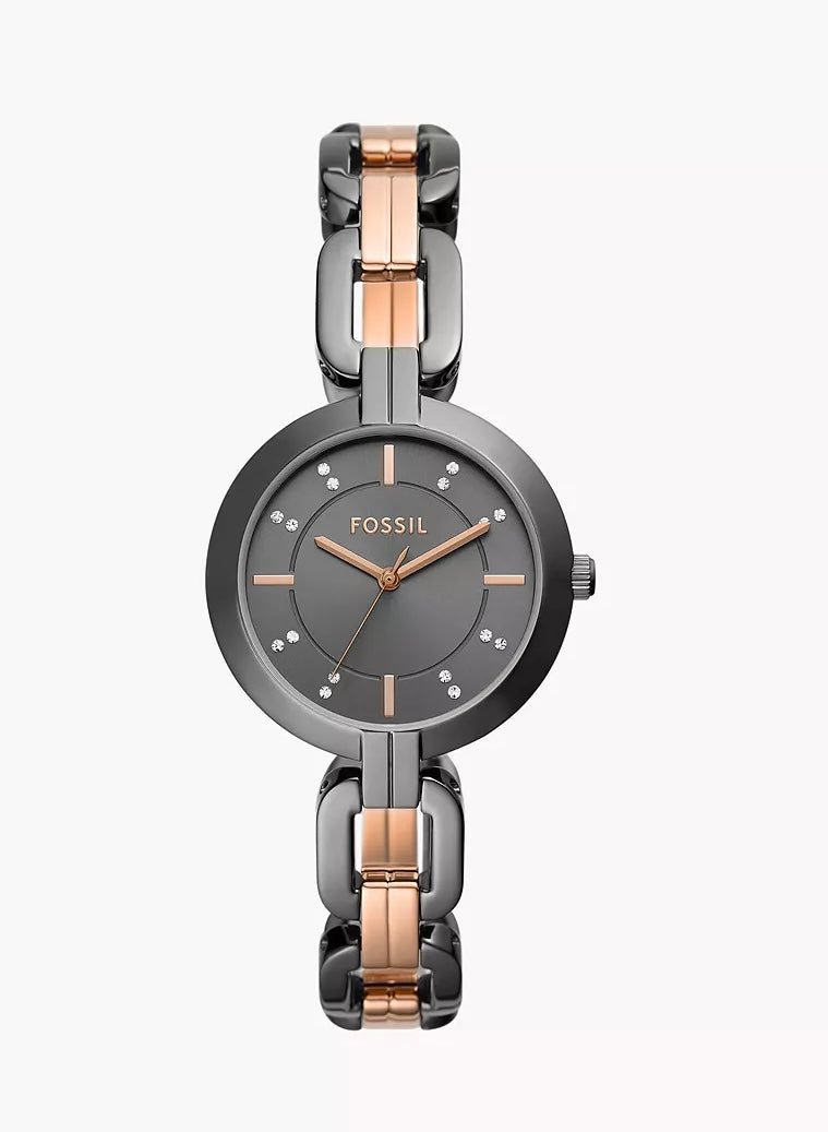 Reloj para mujer, dos tonos grafito & rose gold, acero inoxidable, case mediano 32 mm.
