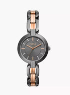 Reloj para mujer, dos tonos grafito & rose gold, acero inoxidable, case mediano 32 mm.