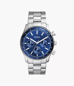 Reloj multifunción para hombre, acero inoxidable, case grande 44mm, color silver