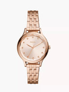 Reloj para mujer color rose gold, acero inoxidable. Case mediano 34mm. con cristal facetado.