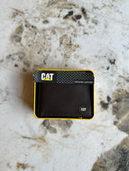 Billetera de cuero para hombre, color marrón oscuro, marca CAT