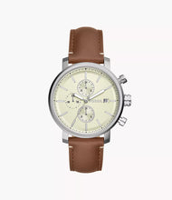 Cargar imagen en el visor de la galería, Reloj para hombre, color silver, acero inoxidable, con manilla de cuero color marrón. Case standard 42mm.
