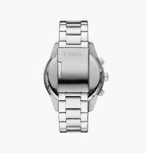 Cargar imagen en el visor de la galería, Reloj para hombre multifunción, esfera negra y pulsera de acero inoxidable plateado. Caja de 50 mm.
