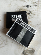Billetera de cuero para hombre, color negro, marca Steve Maden