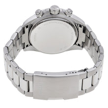 Cargar imagen en el visor de la galería, Reloj para hombre Fossil multifunción, esfera roja con detalles negros y pulsera de acero inoxidable plateado. Caja de 42 mm.
