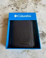 Billetera de cuero para hombre, color marrón oscuro, marca Columbia