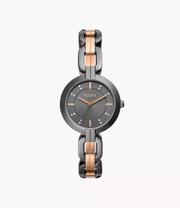 Reloj para mujer, dos tonos grafito & rose gold, acero inoxidable, case mediano 32 mm.