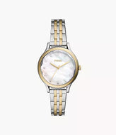 Reloj para mujer bicolor silver y  gold, acero inoxidable. De lujo, con cristal facetado. Case mediano 34mm.