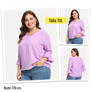 Blusa color lavanda talla 1X (2XL)