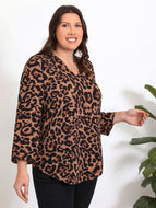 Blusa larga mangas 3/4 animal print talla 2XL