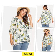 Blusa  estampado piñas talla 2X (2XL)