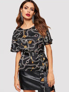 Blusa con lazo en la cintura tallas S y XL (Shein Premium)