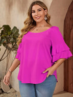 Blusa larga color fucsia tallas plus 0X y 3X