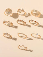 Set 10 anillos color gold talla única