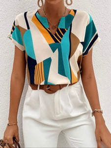 Blusa con estampado geométrico talla XL  (Shein Premium)